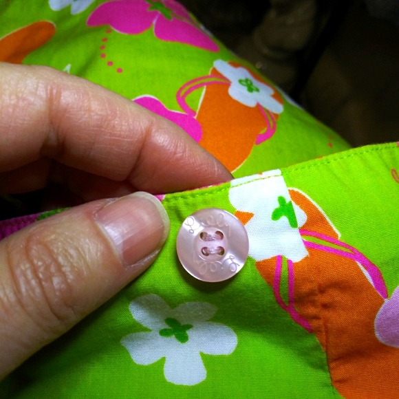 Lilly Pulitzer Rare Vintage Lime Pink Flip-Flop/Mosaic Sun Reversible Wrap Skirt - Picture 5 of 12